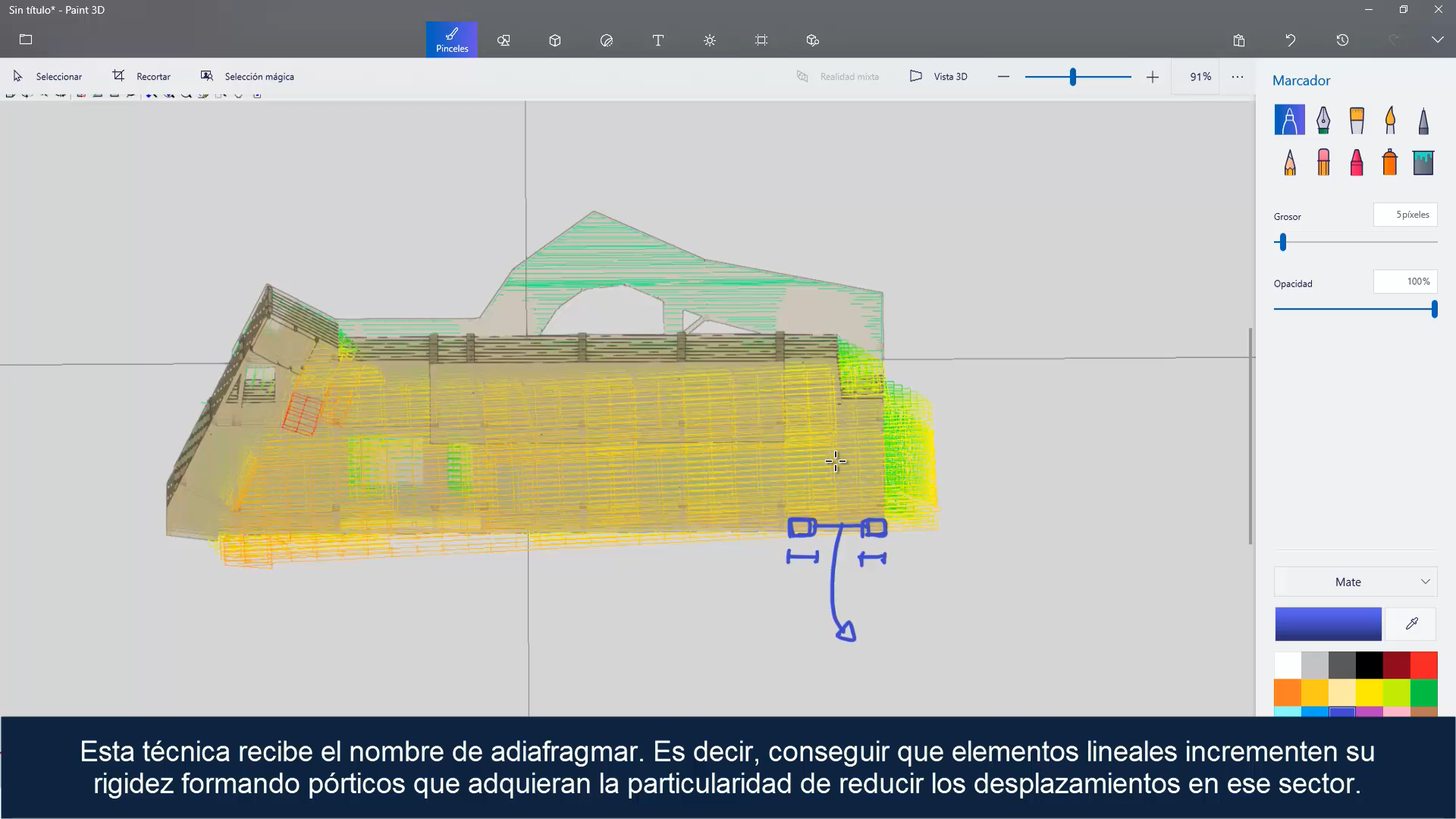 Adiafragmado en fachada, control de desplazamientos