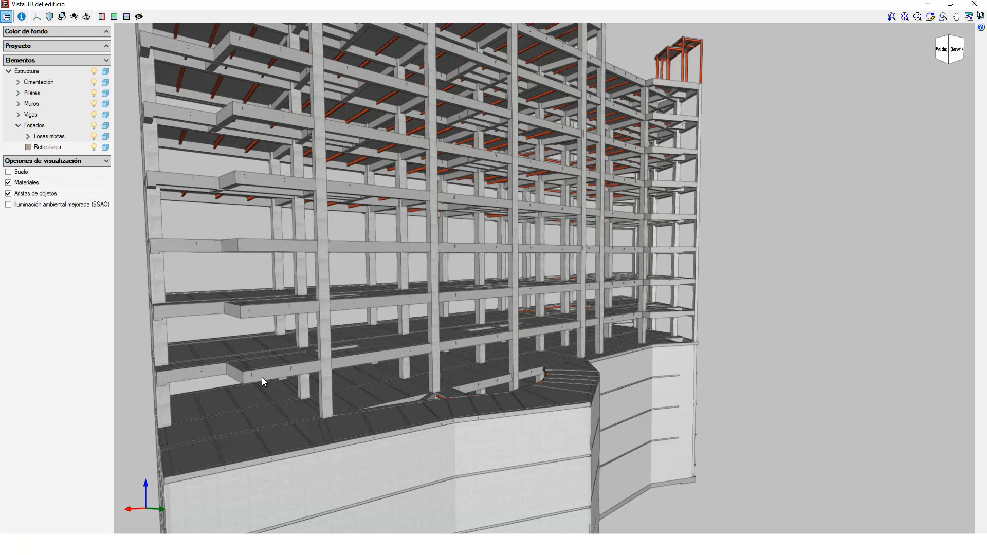 Edificio sin muro de ascensor, posteriormente se agregó por necesidades constructivas.