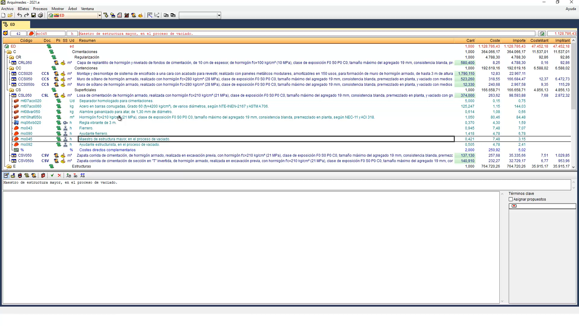 Imagen del presupuesto realizado en el curso