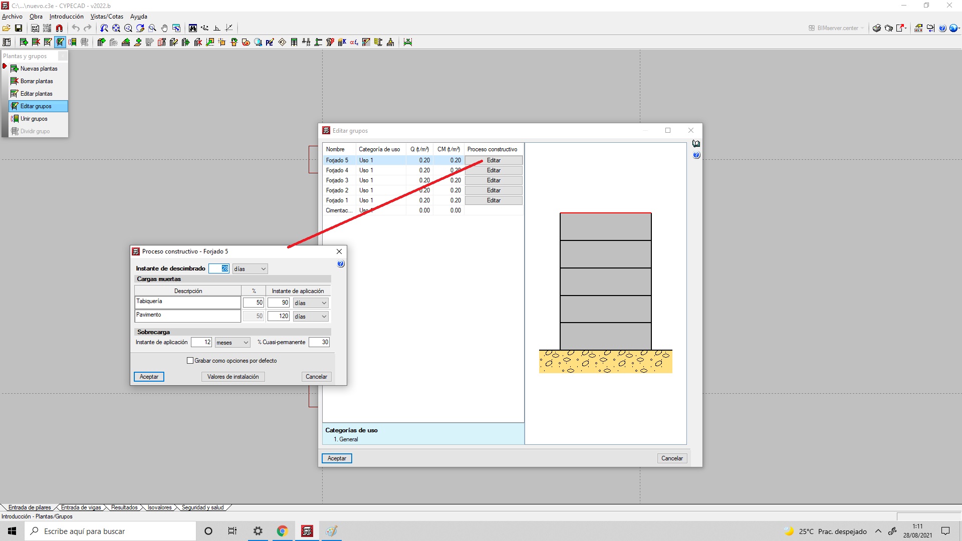 Continúo añadiendo la siguiente imagen, donde podremos ver cómo trabajar la carga muerta, y dividir la carga en tabiquería y pavimento, las cuales son importantes establecer desde un inicio para tener claro todo el proceso posterior (leer pdf)

