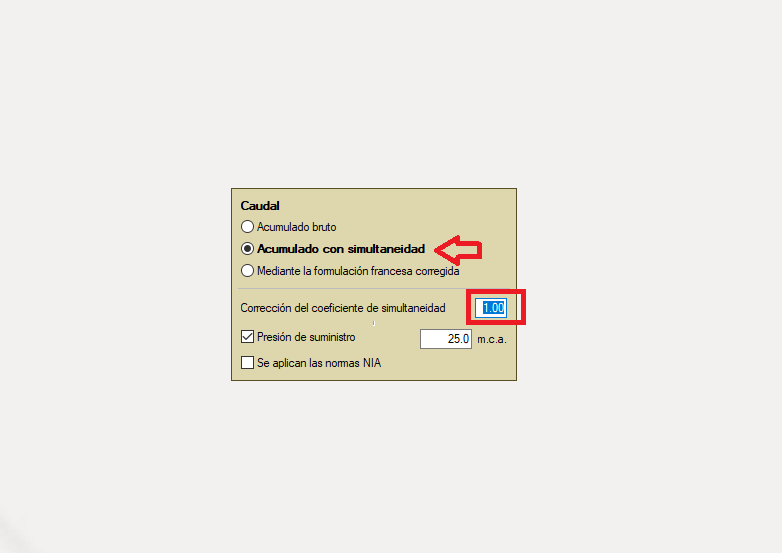 Alteración del coeficiente de simultaneidad de la norma francesa.